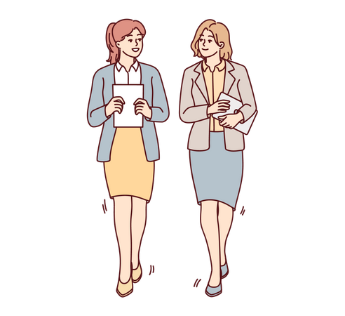 Businesswoman talking and holding report  イラスト