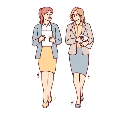 Businesswoman talking and holding report  イラスト