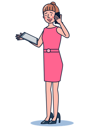 Businesswoman talking on mobile  Illustration