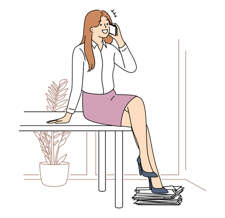 Businesswoman talking on mobile  Illustration