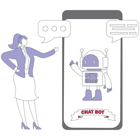 Businesswoman talking to ai chatbot  Illustration
