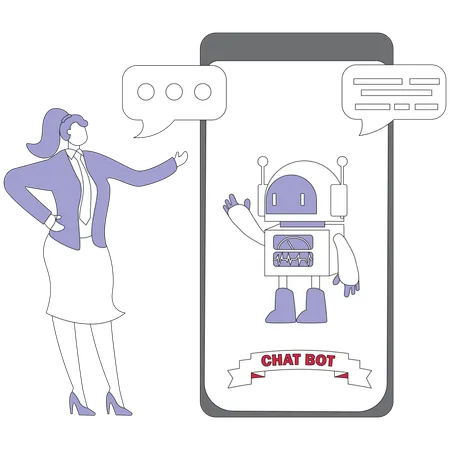 Businesswoman talking to ai chatbot  Illustration