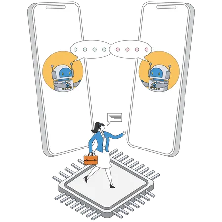 Businesswoman talking with chatbot  Illustration