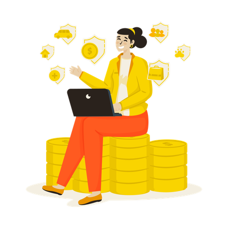 Businesswoman talks about Insurance products  Illustration