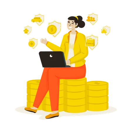 Businesswoman talks about Insurance products  Illustration