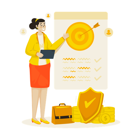 Businesswoman Target report presentation  Illustration