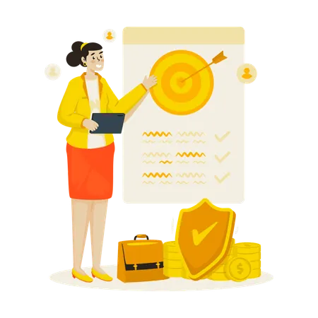 Businesswoman Target report presentation  Illustration