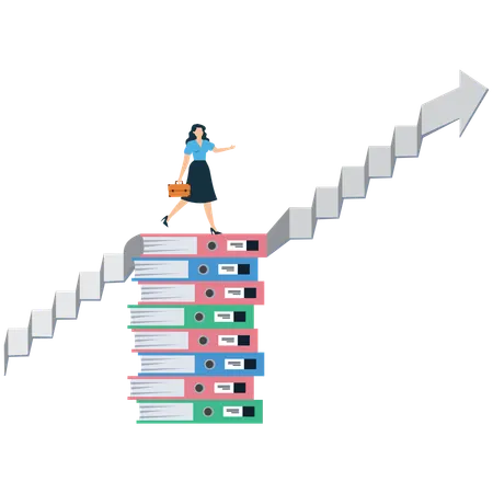 学業成績向上を目指すビジネスウーマン  イラスト
