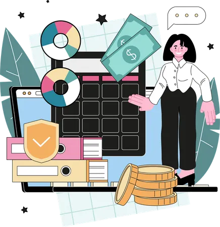 Businesswoman targets financial aim  Illustration