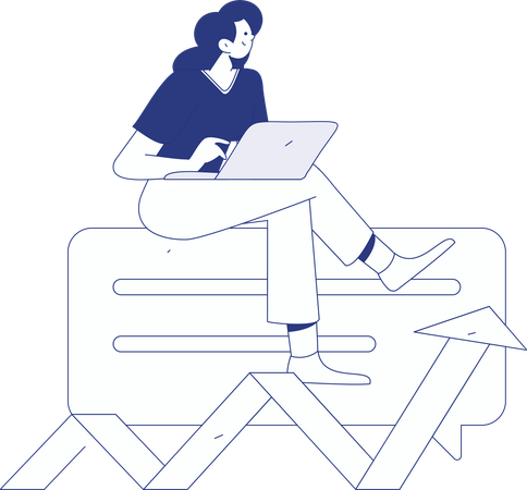 Businesswoman targets quarterly goals of company  Illustration