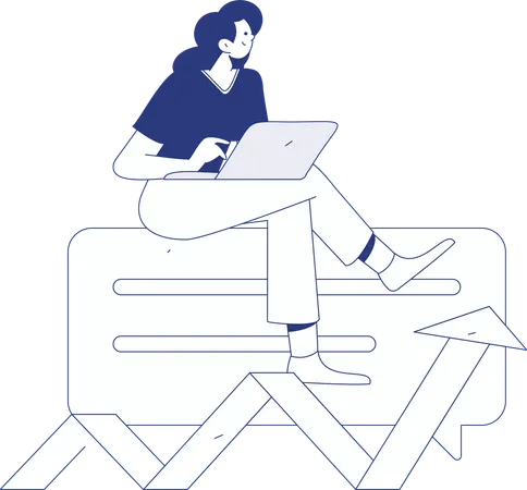 Businesswoman targets quarterly goals of company  Illustration