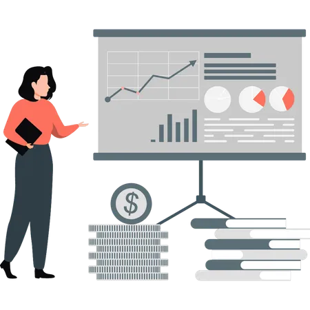 Businesswoman telling about business graph in conference  Illustration