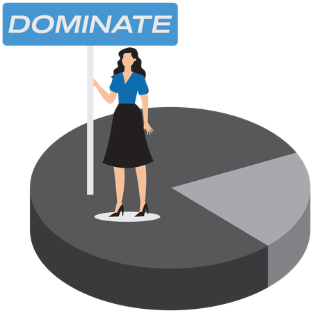 Businesswoman telling about market domination  Illustration