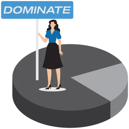 Businesswoman telling about market domination  Illustration