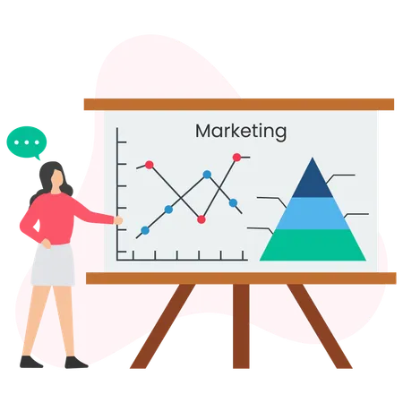 Businesswoman telling about marketing graph  Illustration