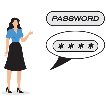 Businesswoman telling about security password  Illustration