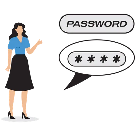 Businesswoman telling about security password  Illustration