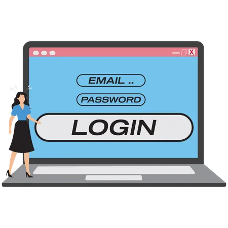 Businesswoman thinking about account password  Illustration