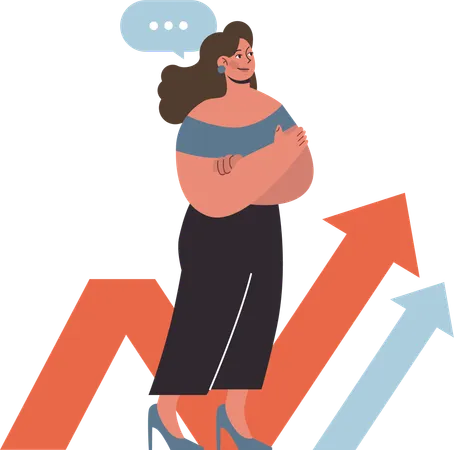 Businesswoman thinking about business growth  Illustration