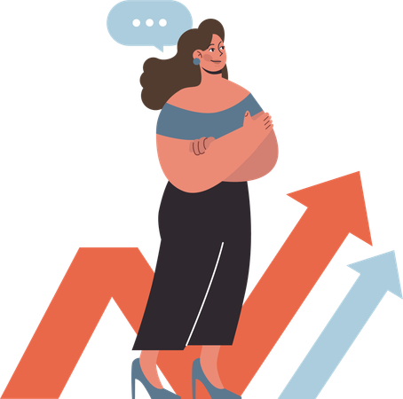 Businesswoman thinking about business growth  Illustration