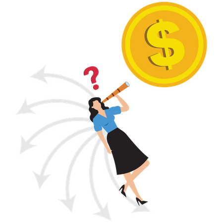 Businesswoman thinking about investing money  Illustration