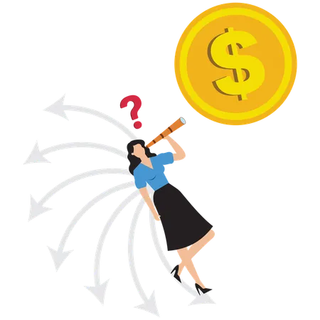 Businesswoman thinking about investing money  Illustration