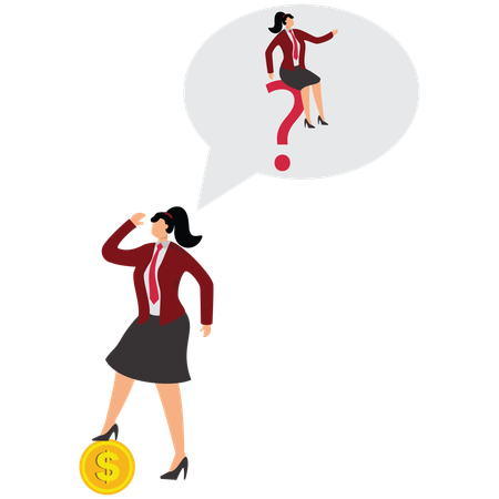 Businesswoman Thinking about money  Illustration