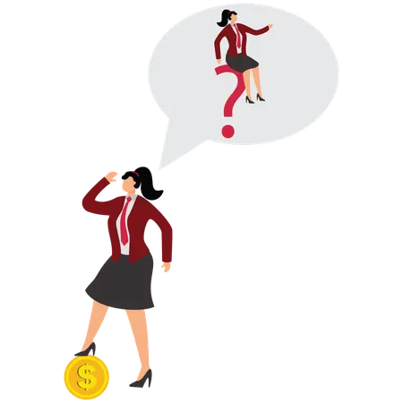 Businesswoman Thinking about money  Illustration