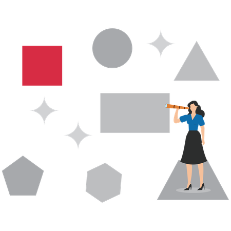 Businesswoman thinking about shapes  Illustration