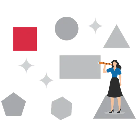 Businesswoman thinking about shapes  Illustration