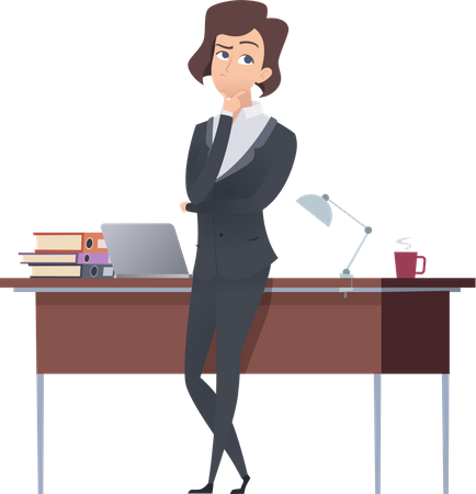 Businesswoman thinking at office  Illustration