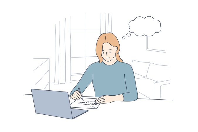 Businesswoman thinking  Illustration