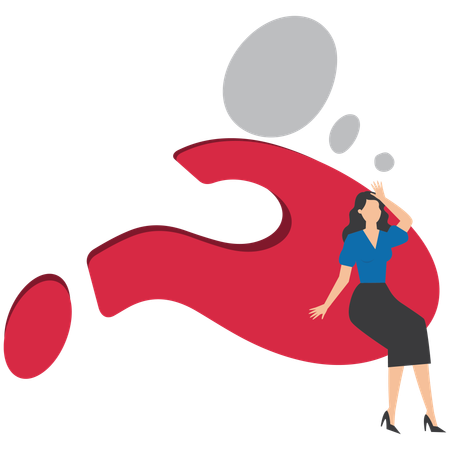 Businesswoman thinking with big question mark  Illustration