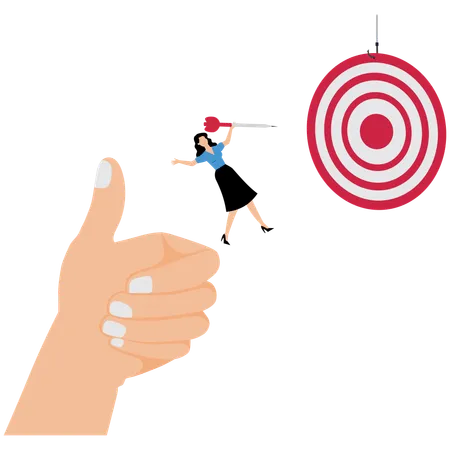 Businesswoman throwing dart on business target  Illustration