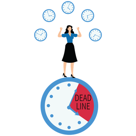 Businesswoman time management on the road to success  Illustration