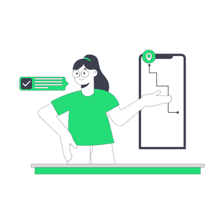 Businesswoman tracking parcel delivery  Illustration