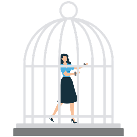 Businesswoman trapped in Financial Constraints  Illustration