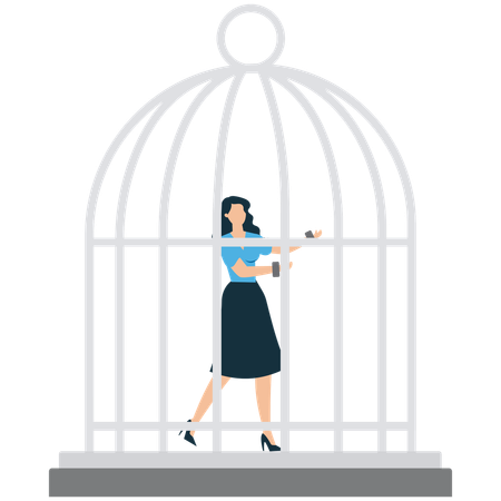 Businesswoman trapped in Financial Constraints  Illustration