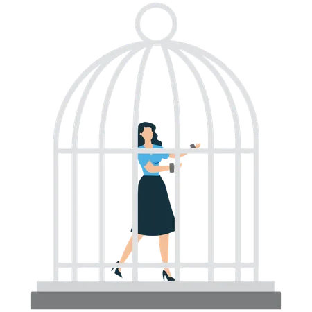 Businesswoman trapped in Financial Constraints  Illustration