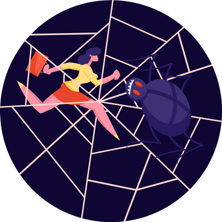 Businesswoman trapped in trouble  Illustration