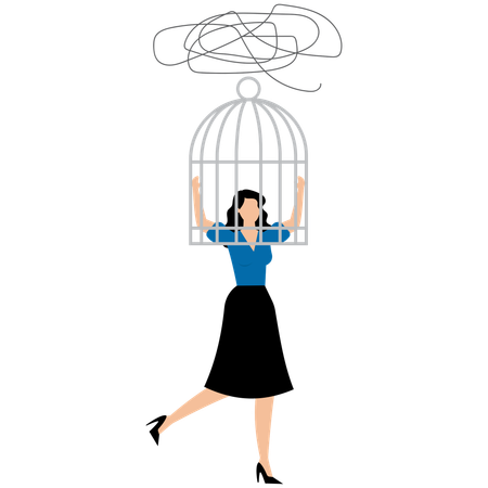 論理的に考えることに悩むビジネスウーマン  イラスト