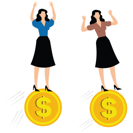 Businesswoman trying to maintain prestige in market  Illustration