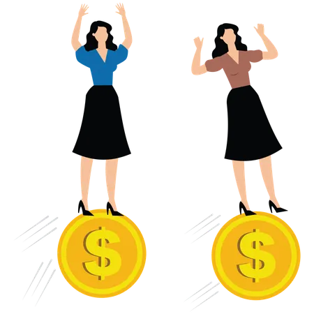 Businesswoman trying to maintain prestige in market  Illustration