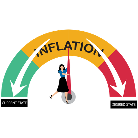 Businesswoman trying to reduce inflation  Illustration