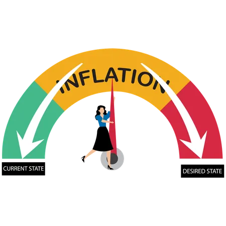 Businesswoman trying to reduce inflation  Illustration