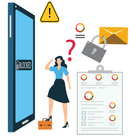 Businesswoman Unblock user account  Illustration