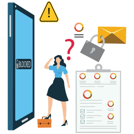 Businesswoman Unblock user account  Illustration