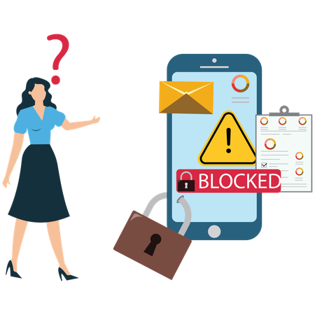 ビジネスウーマンがアカウントのブロックを解除  イラスト