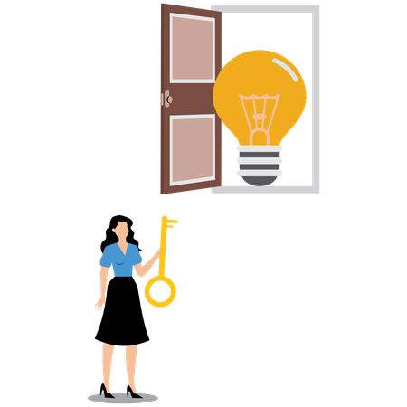 Businesswoman unlocking business idea  Illustration