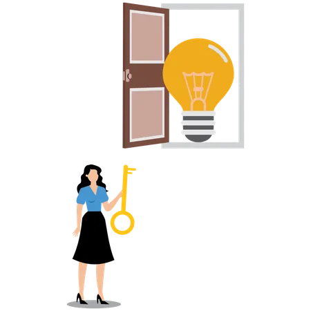 Businesswoman unlocking business idea  Illustration